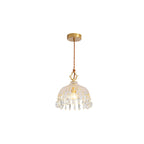 Modern Art Deco Brass Checkered Glass Shade Crystal Beads 1-light Pendant Light for Living Room