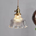 Nordic Modern Minimalist Flower Copper Walnut Glass 1-light Pendant Light Lumendat