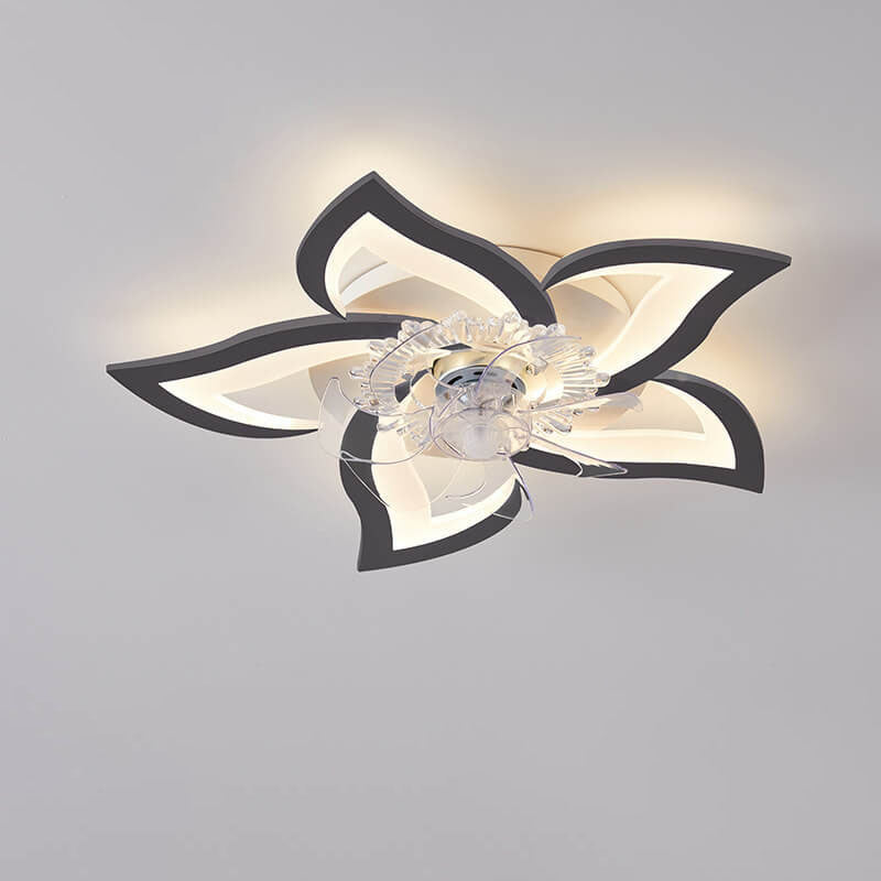 Scandinavian Modern Luxury Flower Iron Acrylic Plastic LED Flush Mount Ceiling Fan Light Lumendat