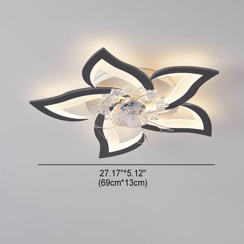 Scandinavian Modern Luxury Flower Iron Acrylic Plastic LED Flush Mount Ceiling Fan Light Lumendat