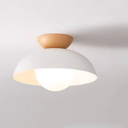 Modern Simple Wrought Iron Log Bowl-shaped 1-light Semi-flush Mount Ceiling Light