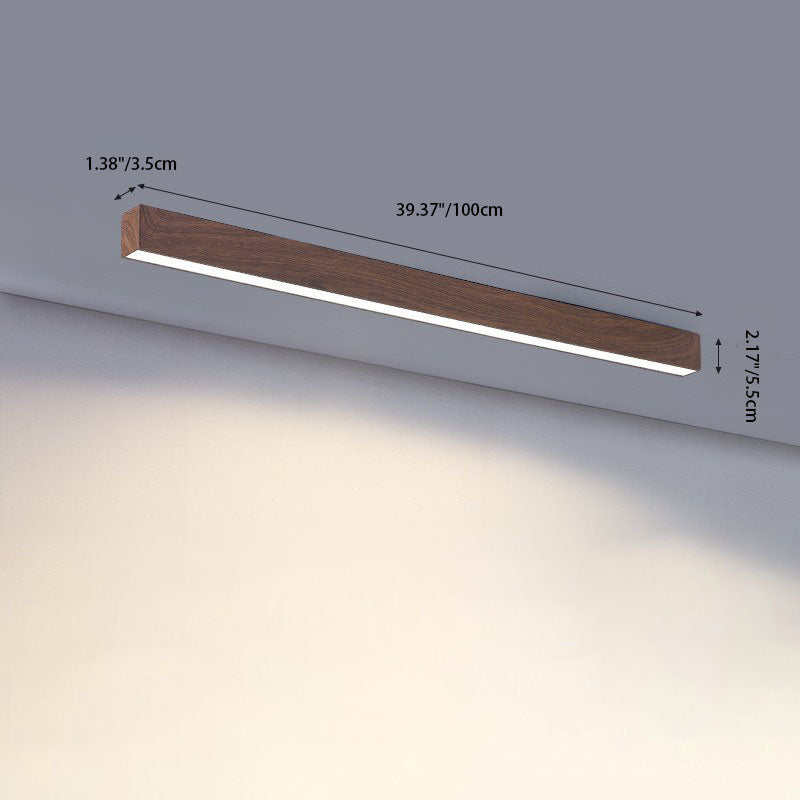 Modern Minimalist Wood Grain Aluminum Strips LED Flush Mount Ceiling Light BulbSquare