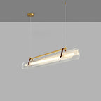 Modern Minimalist Leather Acrylic Linear LED Island Light Pendant Light for Living Room BulbSquare