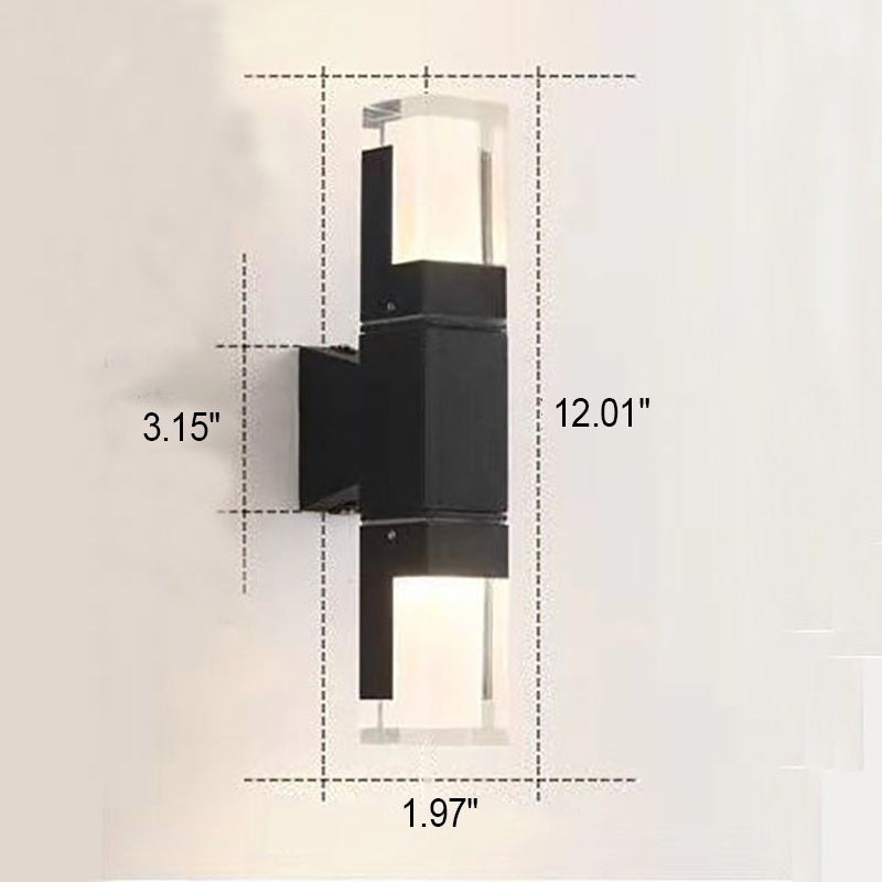 Outdoor Modern Waterproof Rectangular Column LED Wall Sconce Lamp Lumendat