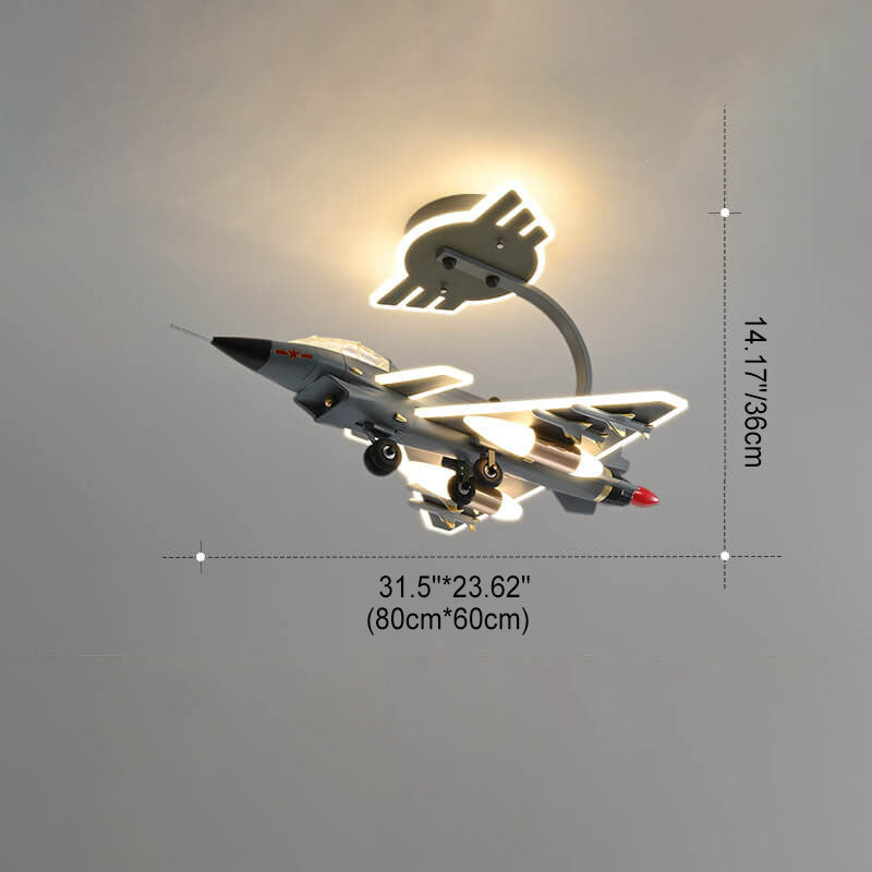 Lumendat Contemporary Creative Hardware Resin Children's Aircraft LED Semi-Flush Mount Ceiling Light For Bedroom Lumendat