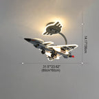 Lumendat Contemporary Creative Hardware Resin Children's Aircraft LED Semi-Flush Mount Ceiling Light For Bedroom Lumendat