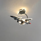 Lumendat Contemporary Creative Hardware Resin Children's Aircraft LED Semi-Flush Mount Ceiling Light For Bedroom Lumendat