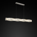 Modern Simplicity Stainless Steel Crystal Strip LED Island Light Pendant Light for Dining Room BulbSquare