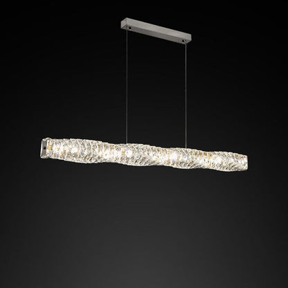 Modern Simplicity Stainless Steel Crystal Strip LED Island Light Pendant Light for Dining Room