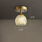 European Light Luxury Round Head Iron Glass 1-light Semi-flush Mount Light