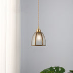 Japanese Vintage Brass Glass Cone 1-light Pendant Light BulbSquare