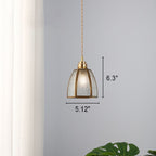 Japanese Vintage Brass Glass Cone 1-light Pendant Light BulbSquare