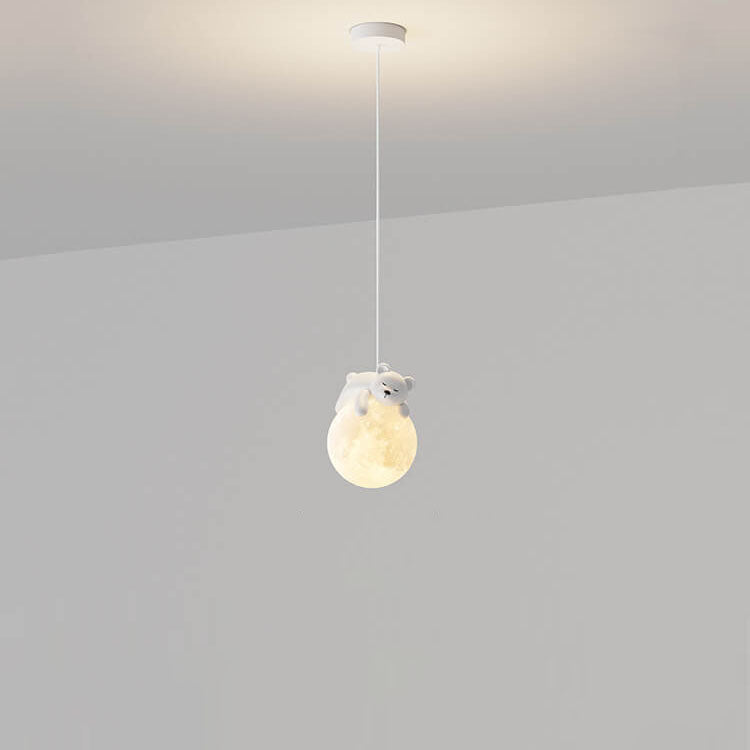 Lumendat Modern Simple Resin Bear Rabbit Decorative Iron 1-Light Pendant Light Lumendat
