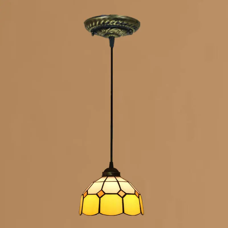 Tiffany Stained Glass Dome Shade European 1-light Pendant Light Lumendat