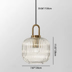 Contemporary Nordic Round Oval Pumpkin Stainless Steel Striped Glass 1-light Pendant Light for Living Room BulbSquare