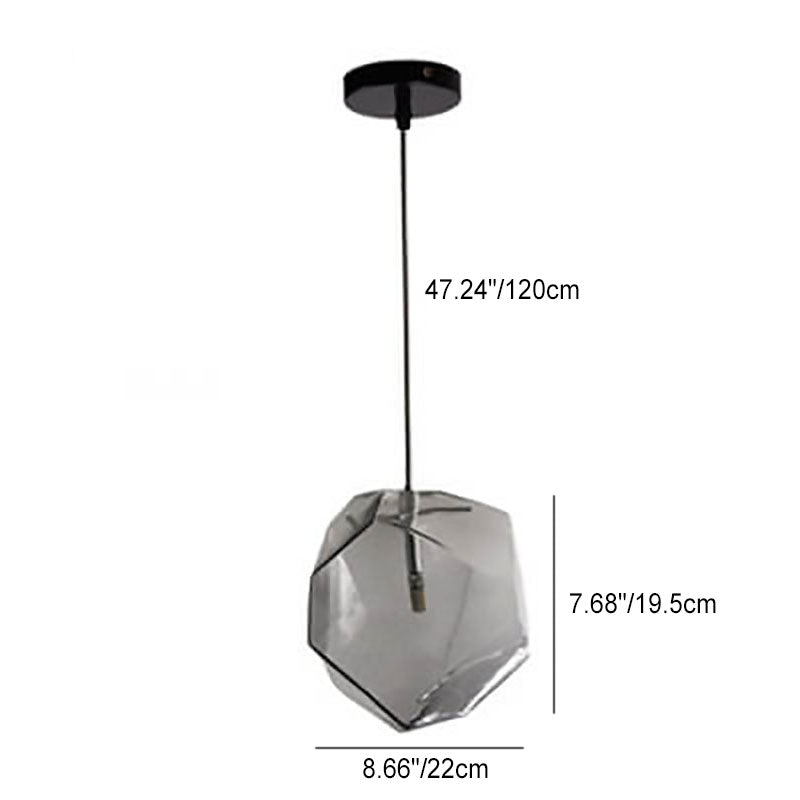 Modern Simplicity Irregular Shape Glass 1-light Pendant Light for Living Room BulbSquare