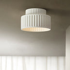 Contemporary Nordic Cream Style Hand Sculpted Stripes Resin Round 1-Light Flush Mount Ceiling Light For Entryway Lumendat
