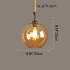 Industrial Vintage Glass Ball Rope Hanging 1-Light Pendant Light