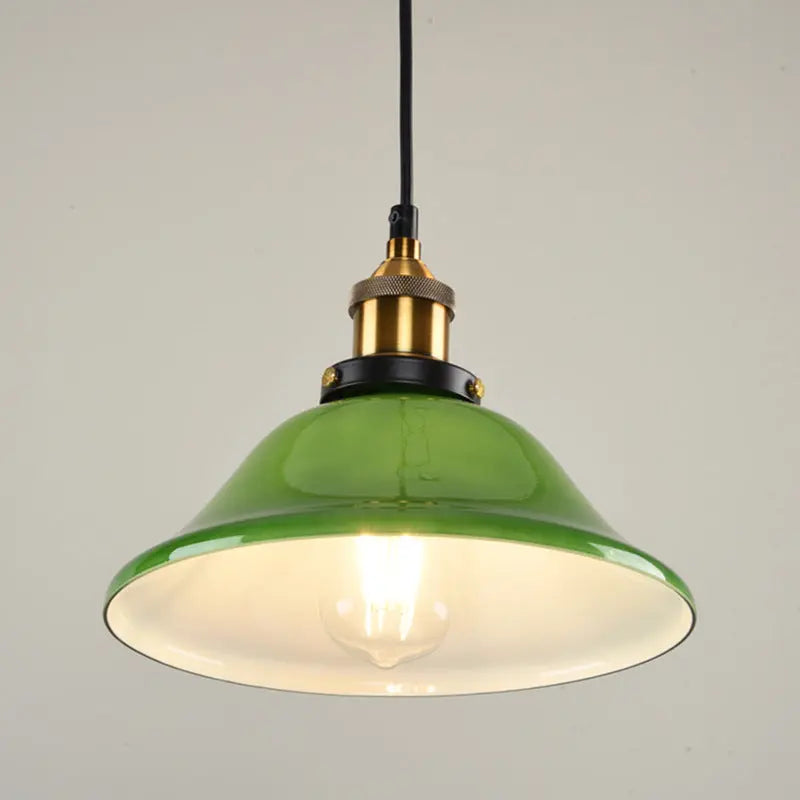 Contemporary Retro Emerald Green Flared Glass Shade 1-light Pendant Light for Dining Room BulbSquare