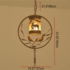 Traditional Vintage Round Trapezoidal Animal Iron 1-light Pendant Light for Living Room BulbSquare