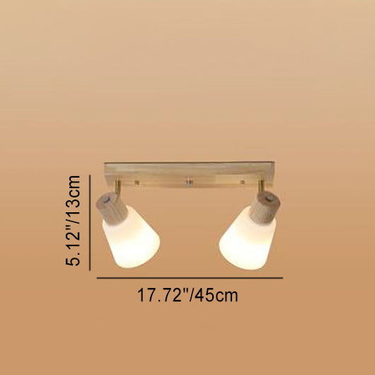 Traditional Vintage Wood Glass Trumpet Shade 1/2/3/4-light Semi-flush Mount Ceiling Light for Living Room