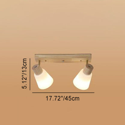 Traditional Vintage Wood Glass Trumpet Shade 1/2/3/4-light Semi-flush Mount Ceiling Light for Living Room