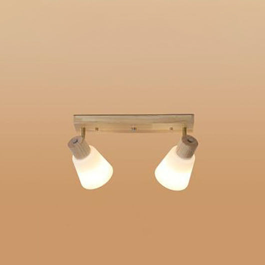 Traditional Vintage Wood Glass Trumpet Shade 1/2/3/4-light Semi-flush Mount Ceiling Light for Living Room