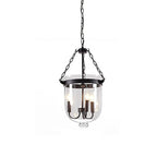 Traditional Rustic Round Glass Bucket Iron Candelabra 3-light Chandelier for Living Room Lumendat