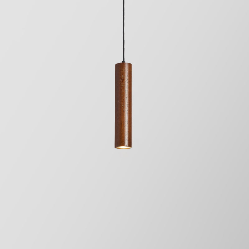 Modern Minimalist Rubberwood Cylinder Spotlight LED Pendant Light for Bedroom BulbSquare