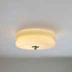 French Minimalist Cream Glass Round LED Flush Mount Ceiling Light BulbSquare