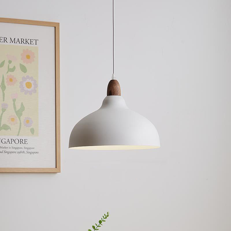 Traditional Japanese Solid Wood Dome Round Hardware 1-Light Pendant Light For Living Room Lumendat