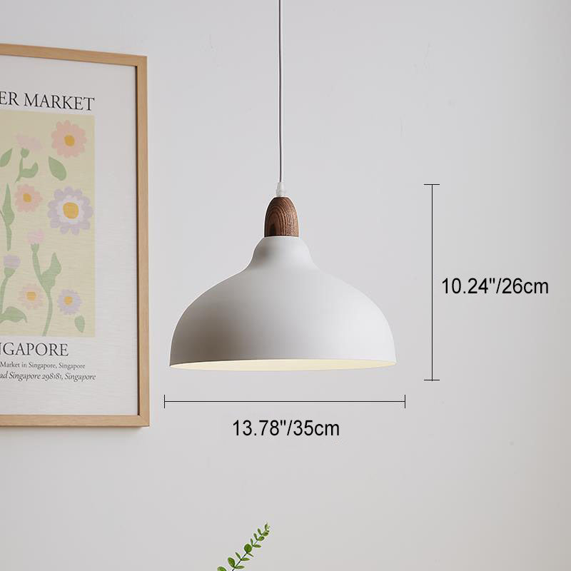 Traditional Japanese Solid Wood Dome Round Hardware 1-Light Pendant Light For Living Room Lumendat