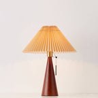 Japanese Minimalist Vintage Pleated Wooden Fabric LED Table Lamp Lumendat