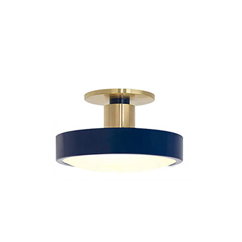 Contemporary Scandinavian Metal Acrylic Round LED Semi-flush Mount Ceiling Light for Hallway
