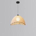 Japanese Wabi-sabi Striped Fabric Dome 1-Light Pendant Light