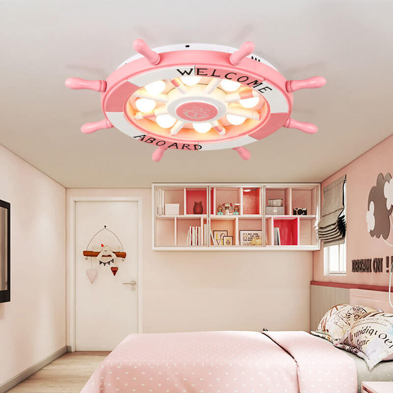 Lumendat Creative Cartoon Plastic Sailboat Helmsman LED Flush Mount Ceiling Light Lumendat