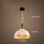 Traditional Rustic Fabric Semicircle Lampshade 1-light Pendant Light for Dining Room BulbSquare
