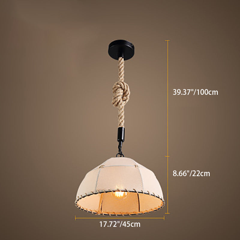 Traditional Rustic Fabric Semicircle Lampshade 1-light Pendant Light for Dining Room