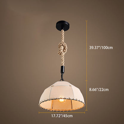 Traditional Rustic Fabric Semicircle Lampshade 1-light Pendant Light for Dining Room