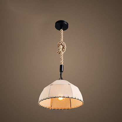 Traditional Rustic Fabric Semicircle Lampshade 1-light Pendant Light for Dining Room