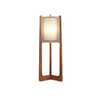Traditional Japanese Solid Wood Brass Fabric Column 1-Light Standing Floor Lamp For Living Room And Bedroom Lumendat