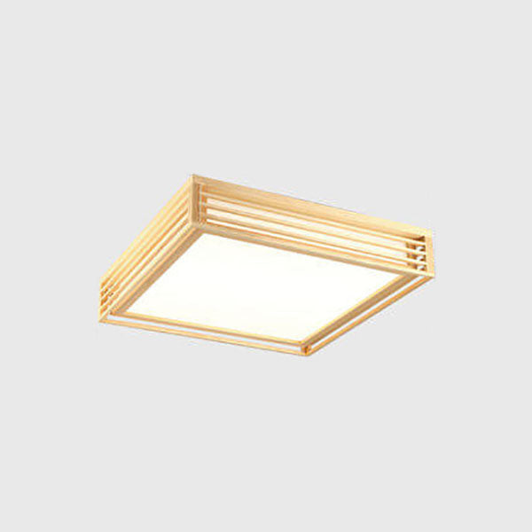 Nordic Solid Wood Square LED Japanese Tatami Flush Mount Ceiling Light BulbSquare