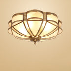 European Light Luxury Floral Copper Glass 3/4/6-Light Flush Mount Lighting