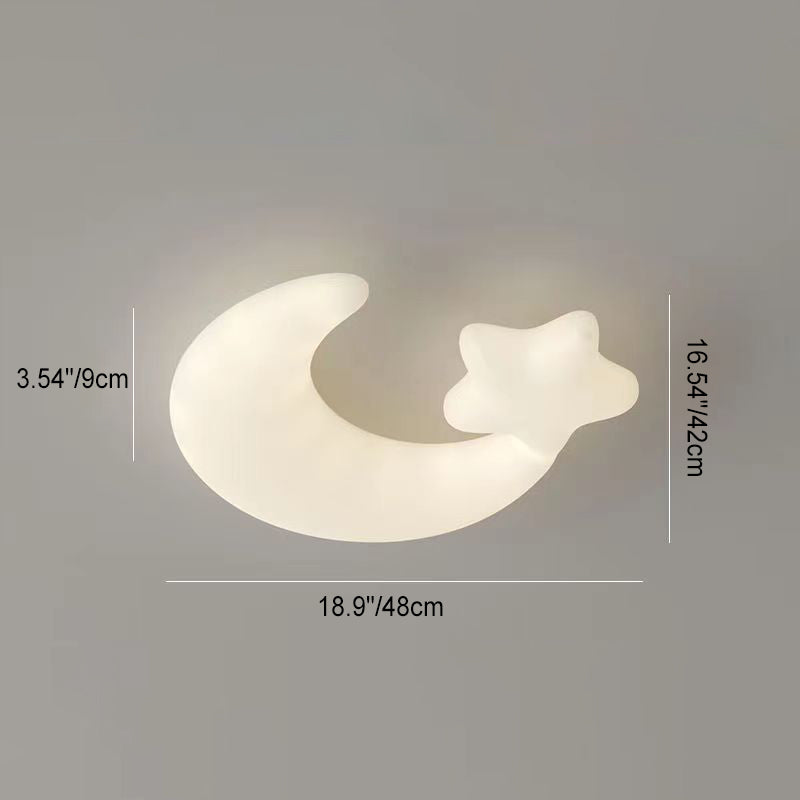 Lumendat Contemporary Creative Kids Star Moon Iron PE LED Flush Mount Ceiling Light For Bedroom Lumendat