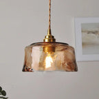 Vintage Amber Drum Round Glass Brass 1-light Pendant Light Lumendat