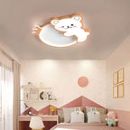 Lumendat Modern Cute Children's Bear Iron Acrylic Eye Protection LED Flush Mount Ceiling Light Lumendat