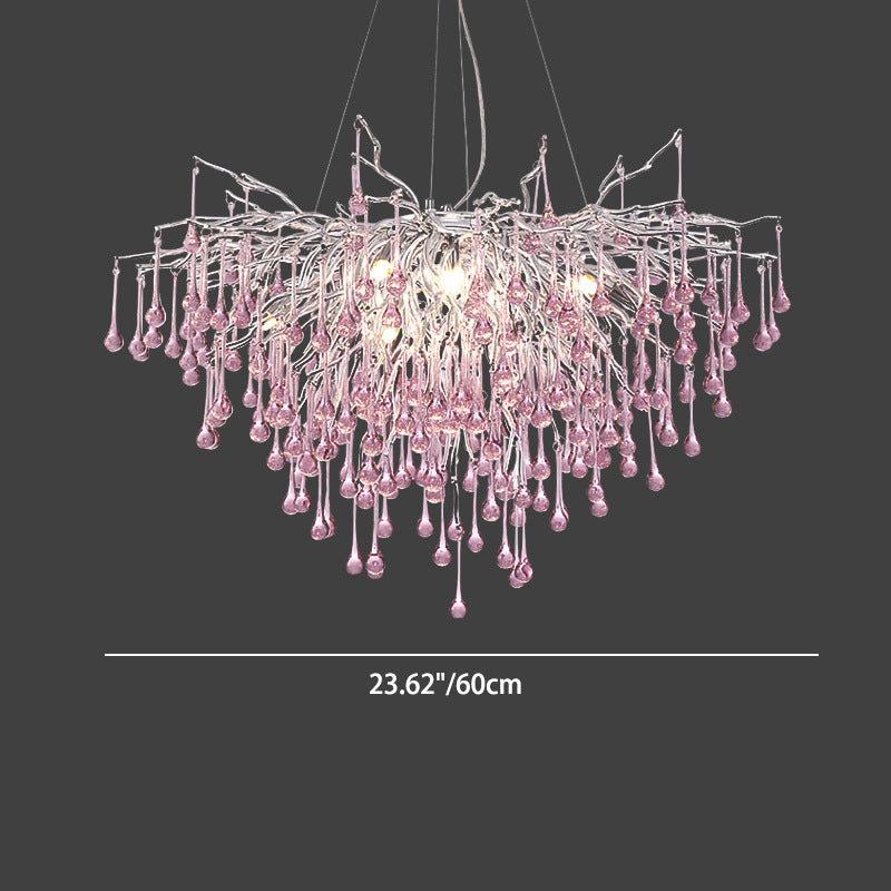 Modern Luxury Crystal Glass Aluminum Branch Water Drop 6/8/10/14 Chandeliers for Dining Room