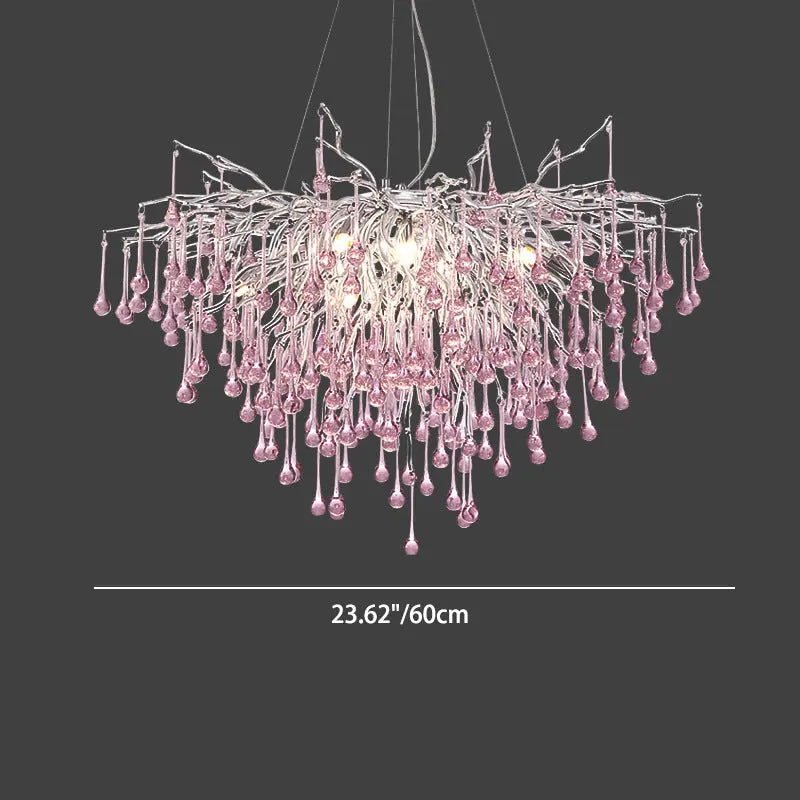 Modern Luxury Crystal Glass Aluminum Branch Water Drop 6/8/10/14 Chandeliers for Dining Room Lumendat