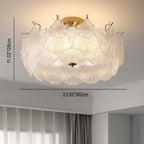 Traditional French Ginkgo Leaf Hardware Glass 5/8 Light Semi-Flush Mount Ceiling Light For Living Room Lumendat