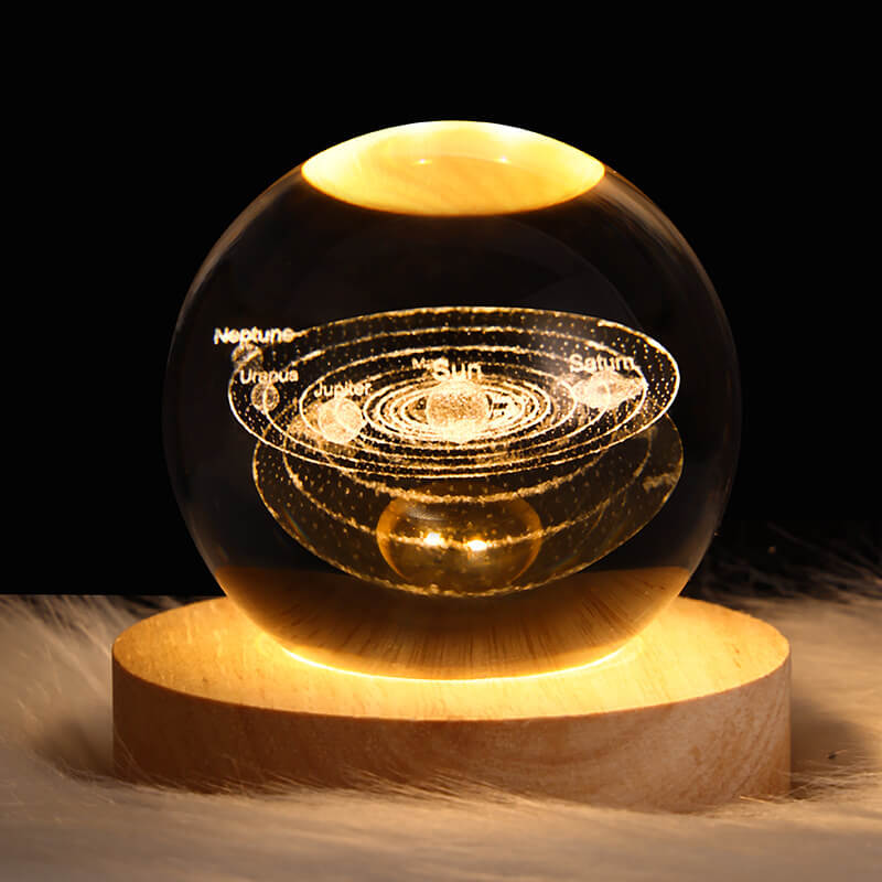 Contemporary Creative Star System Crystal Ball USB LED Night Light Table Lamp For Bedroom Lumendat